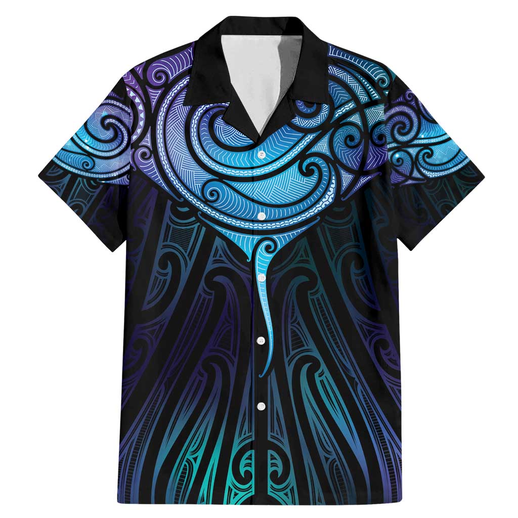 Aotearoa Maori Te Whai Rahi Family Matching Mermaid Dress and Hawaiian Shirt Tala - Nowhere You Could Go That I Won't Be With You LT7 Dad's Shirt - Short Sleeve Teal Purple - Polynesian Pride