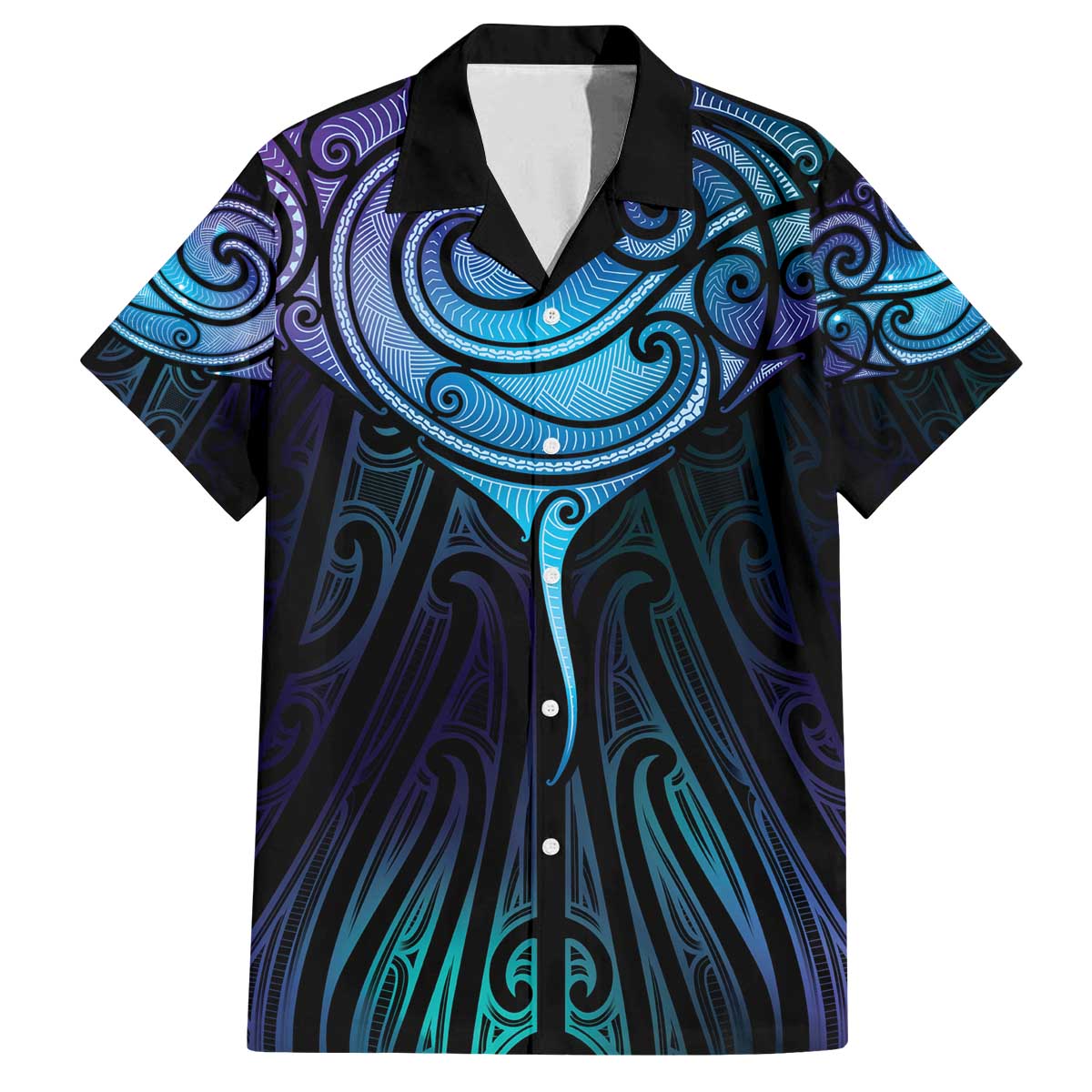 Aotearoa Maori Te Whai Rahi Family Matching Off The Shoulder Long Sleeve Dress and Hawaiian Shirt Tala - Nowhere You Could Go That I Won't Be With You LT7 Dad's Shirt - Short Sleeve Teal Purple - Polynesian Pride