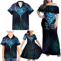 Aotearoa Maori Te Whai Rahi Family Matching Off Shoulder Maxi Dress and Hawaiian Shirt Tala - Nowhere You Could Go That I Won't Be With You LT7 - Polynesian Pride
