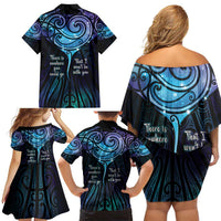 Aotearoa Maori Te Whai Rahi Family Matching Off Shoulder Short Dress and Hawaiian Shirt Tala - Nowhere You Could Go That I Won't Be With You LT7 - Polynesian Pride