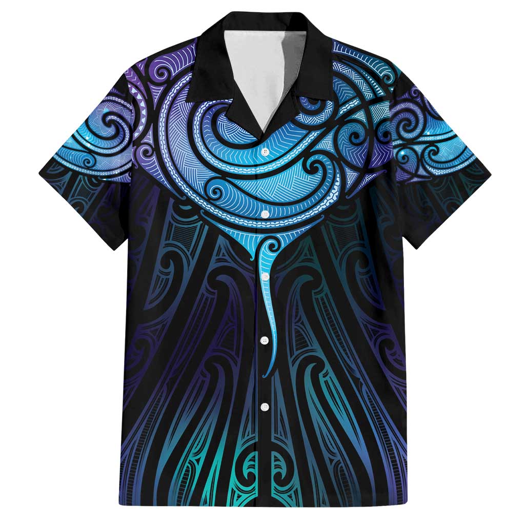 Aotearoa Maori Te Whai Rahi Family Matching Summer Maxi Dress and Hawaiian Shirt Tala - Nowhere You Could Go That I Won't Be With You LT7 Dad's Shirt - Short Sleeve Teal Purple - Polynesian Pride