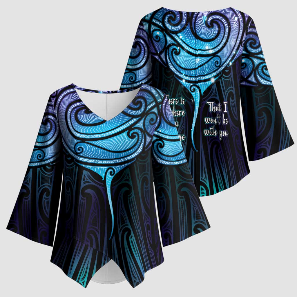 Aotearoa Maori Te Whai Rahi Kimono Sleeve Blouse Tala - Nowhere You Could Go That I Won't Be With You - Polynesian Pride
