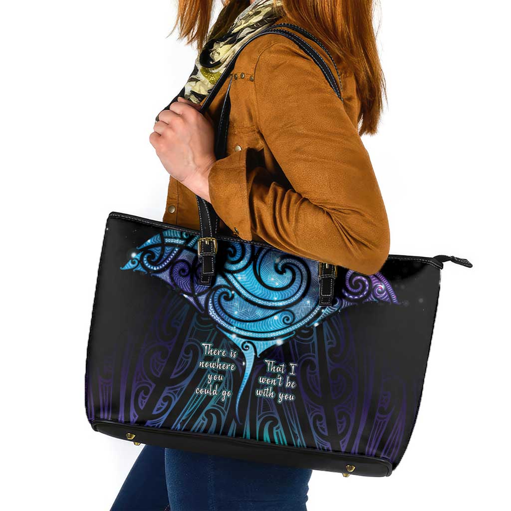Aotearoa Maori Te Whai Rahi Leather Tote Bag Tala - Nowhere You Could Go That I Won't Be With You - Polynesian Pride