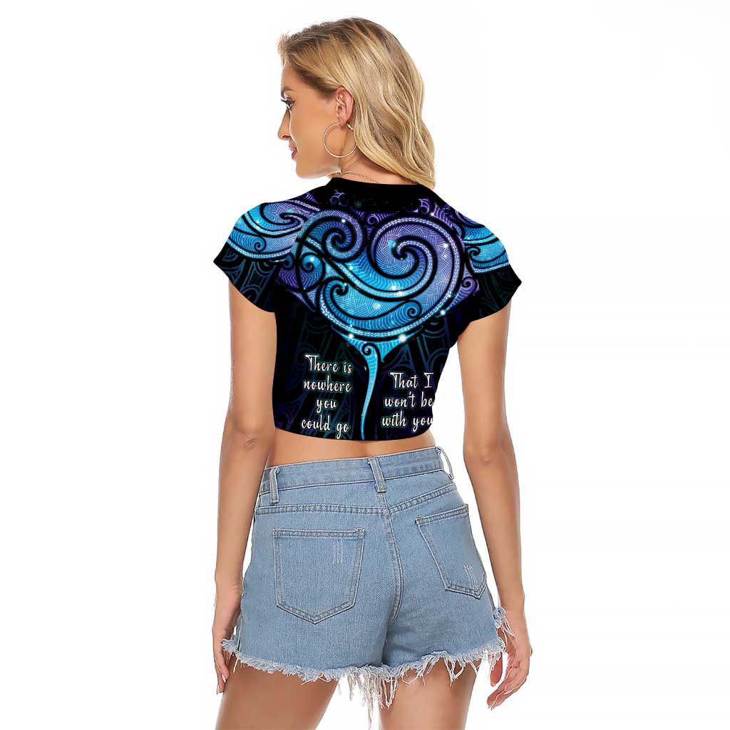 Aotearoa Maori Te Whai Rahi Raglan Cropped T Shirt Tala - Nowhere You Could Go That I Won't Be With You - Polynesian Pride