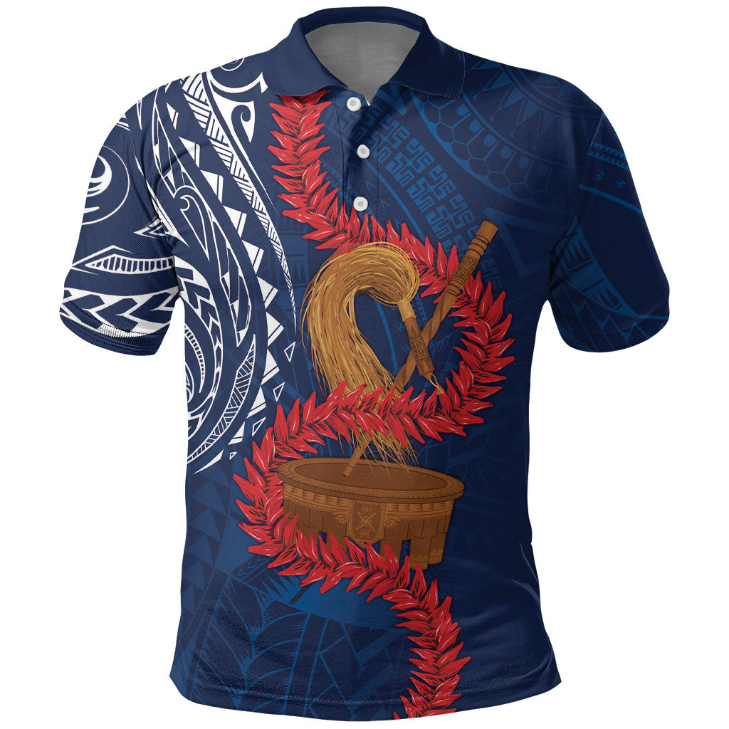 Talofa Samoa Tanoa Fue Mix Ulafala Polo Shirt LT7 Navy Blue - Polynesian Pride