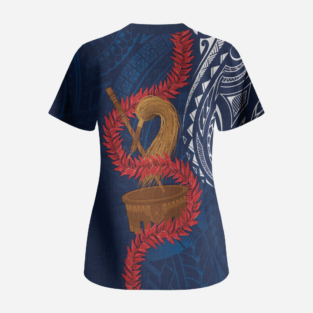 Talofa Samoa Tanoa Fue Mix Ulafala Scrub Top LT7 - Polynesian Pride