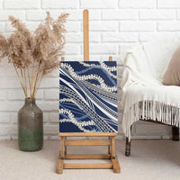 Polynesian Puakeniken Pikake Twisted Lei Canvas Wall Art Navy Blue - Polynesian Pride