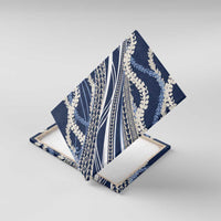 Polynesian Puakeniken Pikake Twisted Lei Canvas Wall Art Navy Blue - Polynesian Pride