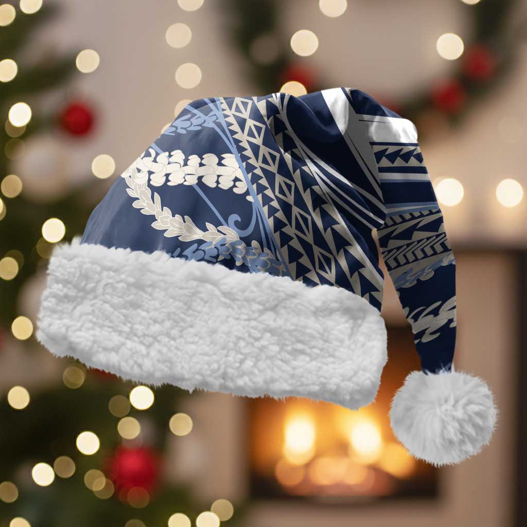 Polynesian Puakeniken Pikake Twisted Lei Christmas Santa Hat Navy Blue - Polynesian Pride
