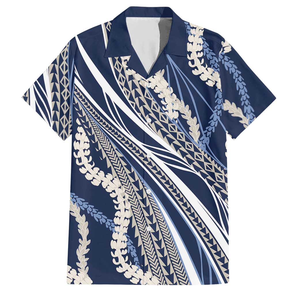 Polynesian Puakeniken Pikake Twisted Lei Hawaiian Shirt Navy Blue - Polynesian Pride