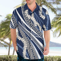 Polynesian Puakeniken Pikake Twisted Lei Hawaiian Shirt Navy Blue - Polynesian Pride
