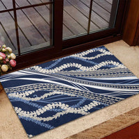 Polynesian Puakeniken Pikake Twisted Lei Rubber Doormat Navy Blue - Polynesian Pride