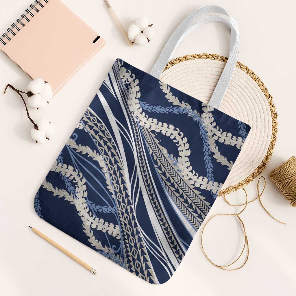 Polynesian Puakeniken Pikake Twisted Lei Tote Bag Navy Blue - Polynesian Pride