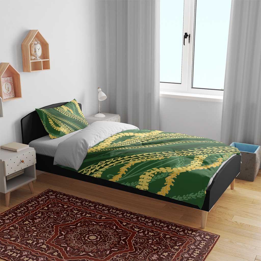 Polynesian Puakeniken Pikake Twisted Lei Bedding Set Emerald - Polynesian Pride