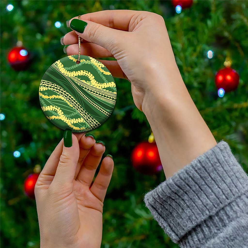 Polynesian Puakeniken Pikake Twisted Lei Ceramic Ornament Emerald - Polynesian Pride