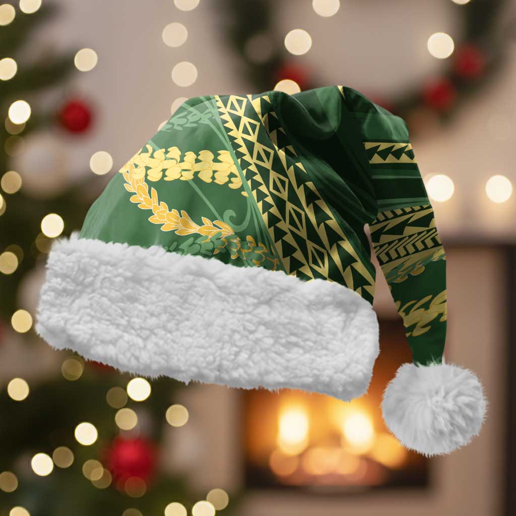 Polynesian Puakeniken Pikake Twisted Lei Christmas Santa Hat Emerald - Polynesian Pride