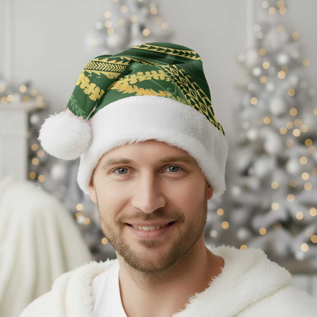 Polynesian Puakeniken Pikake Twisted Lei Christmas Santa Hat Emerald - Polynesian Pride
