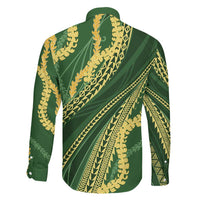 Polynesian Puakeniken Pikake Twisted Lei Family Matching Mermaid Dress and Hawaiian Shirt Emerald LT7 - Polynesian Pride