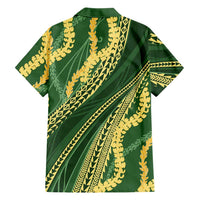 Polynesian Puakeniken Pikake Twisted Lei Family Matching Tank Maxi Dress and Hawaiian Shirt Emerald LT7 - Polynesian Pride