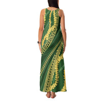 Polynesian Puakeniken Pikake Twisted Lei Family Matching Tank Maxi Dress and Hawaiian Shirt Emerald LT7 - Polynesian Pride