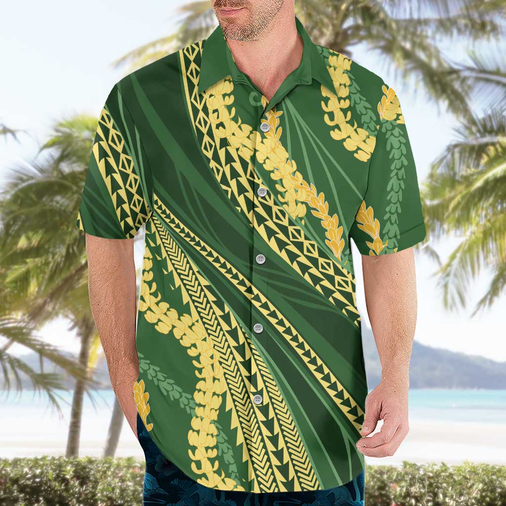 Polynesian Puakeniken Pikake Twisted Lei Hawaiian Shirt Emerald - Polynesian Pride
