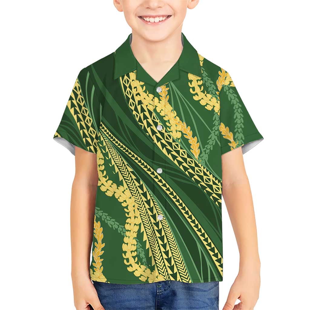 Polynesian Puakeniken Pikake Twisted Lei Hawaiian Shirt Emerald - Polynesian Pride