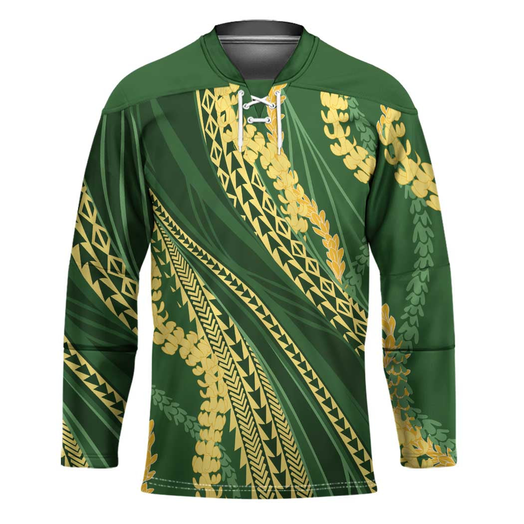 Polynesian Puakeniken Pikake Twisted Lei Hockey Jersey Emerald - Polynesian Pride