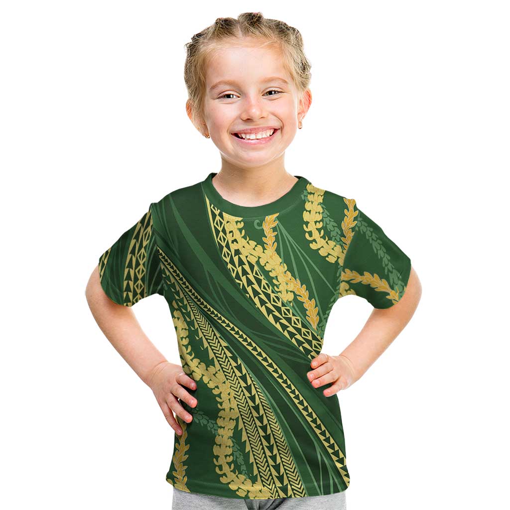 Polynesian Puakeniken Pikake Twisted Lei Kid T Shirt Emerald - Polynesian Pride