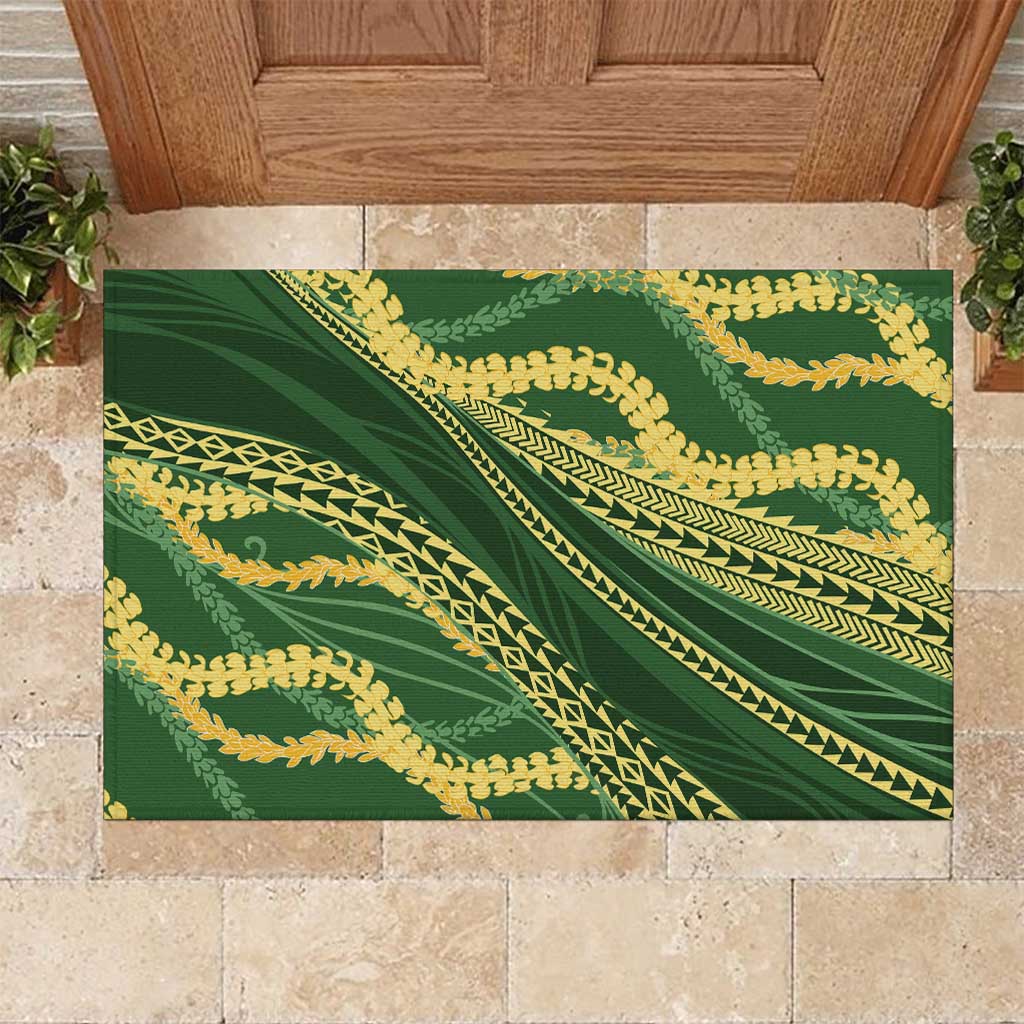 Polynesian Puakeniken Pikake Twisted Lei Rubber Doormat Emerald - Polynesian Pride