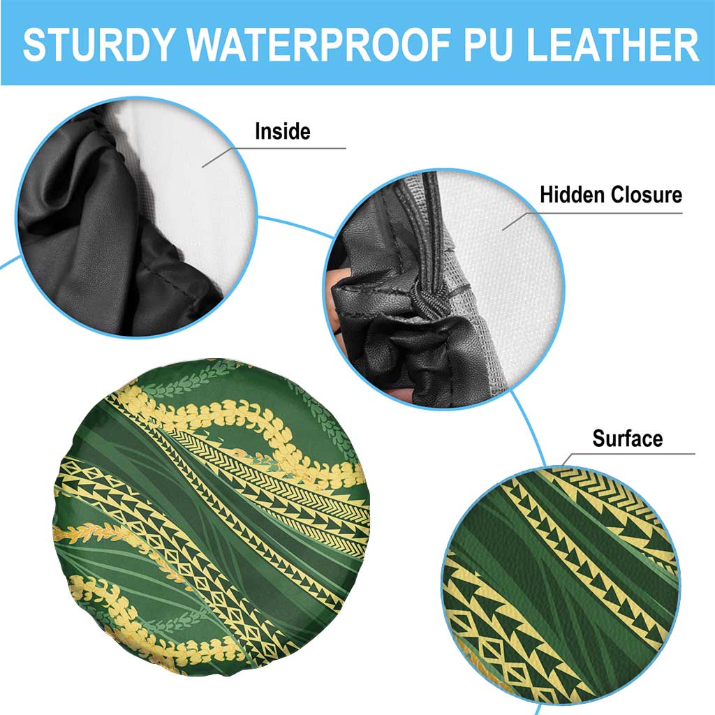 Polynesian Puakeniken Pikake Twisted Lei Spare Tire Cover Emerald - Polynesian Pride