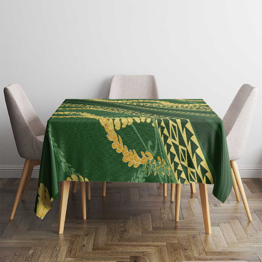 Polynesian Puakeniken Pikake Twisted Lei Tablecloth Emerald - Polynesian Pride