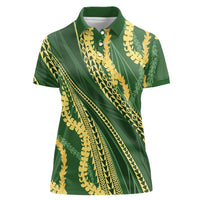Polynesian Puakeniken Pikake Twisted Lei Women Polo Shirt Emerald - Polynesian Pride