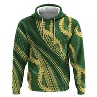 Polynesian Puakeniken Pikake Twisted Lei Zip Hoodie Emerald - Polynesian Pride