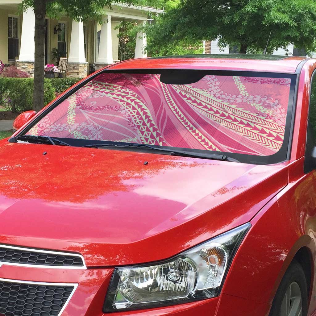 Polynesian Puakeniken Pikake Twisted Lei Auto Sun Shade Rose Pink - Polynesian Pride