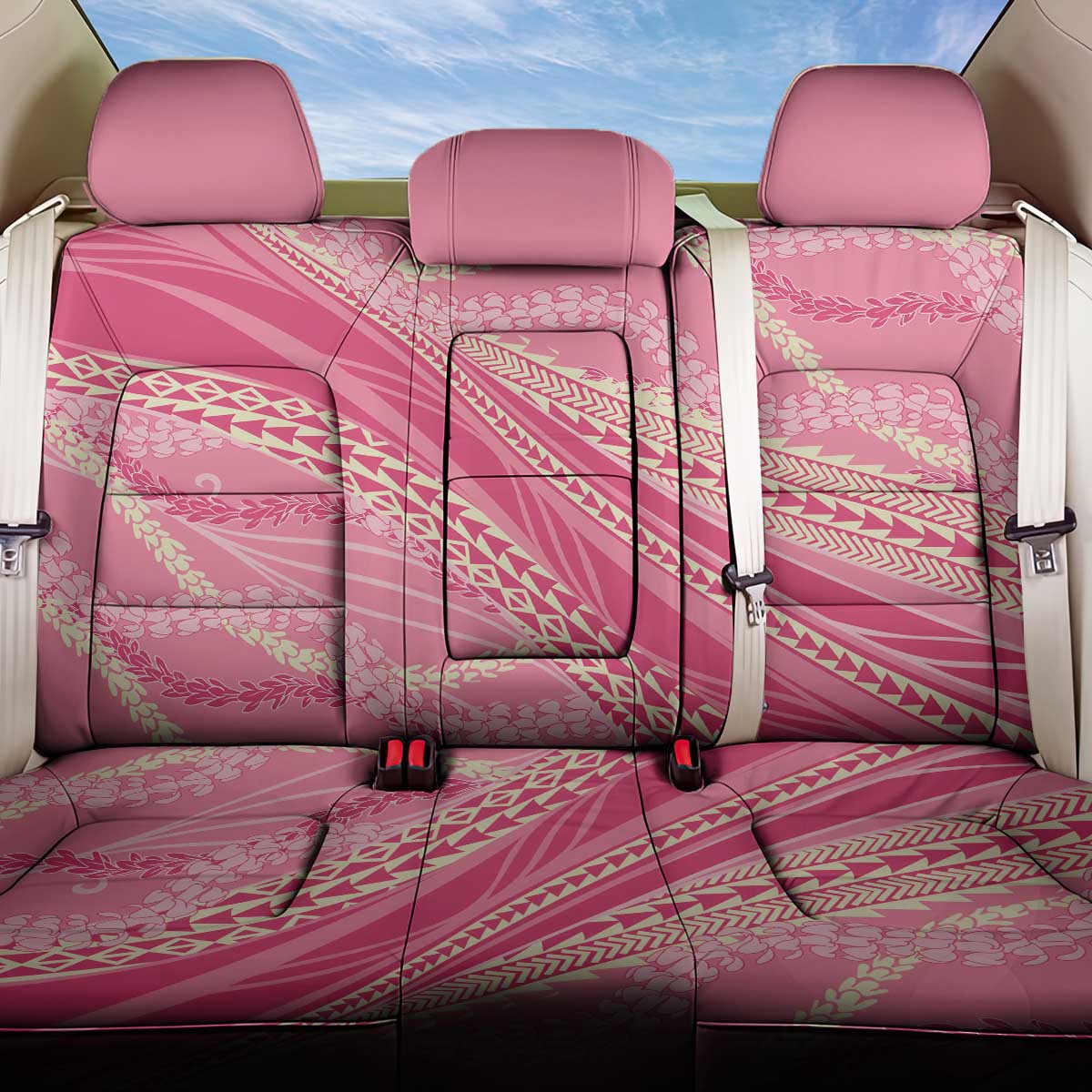 Polynesian Puakeniken Pikake Twisted Lei Back Car Seat Cover Rose Pink LT7 One Size Rose Pink - Polynesian Pride