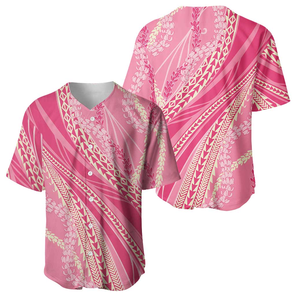 Polynesian Puakeniken Pikake Twisted Lei Baseball Jersey Rose Pink - Polynesian Pride