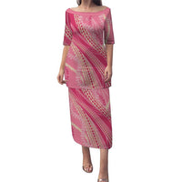 Polynesian Puakeniken Pikake Twisted Lei Family Matching Puletasi and Hawaiian Shirt Rose Pink - Polynesian Pride