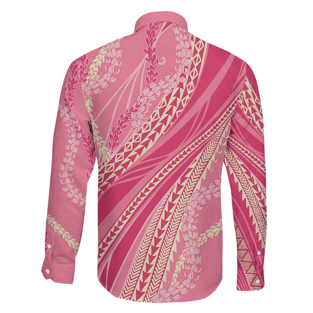 Polynesian Puakeniken Pikake Twisted Lei Family Matching Short Sleeve Bodycon Dress and Hawaiian Shirt Rose Pink LT7 - Polynesian Pride