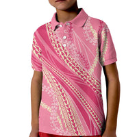 Polynesian Puakeniken Pikake Twisted Lei Kid Polo Shirt Rose Pink - Polynesian Pride