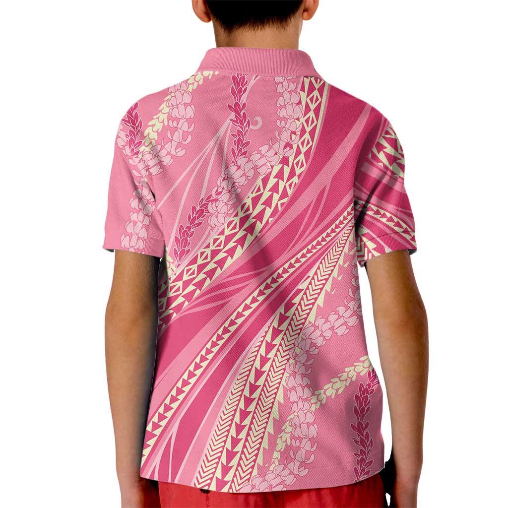 Polynesian Puakeniken Pikake Twisted Lei Kid Polo Shirt Rose Pink - Polynesian Pride