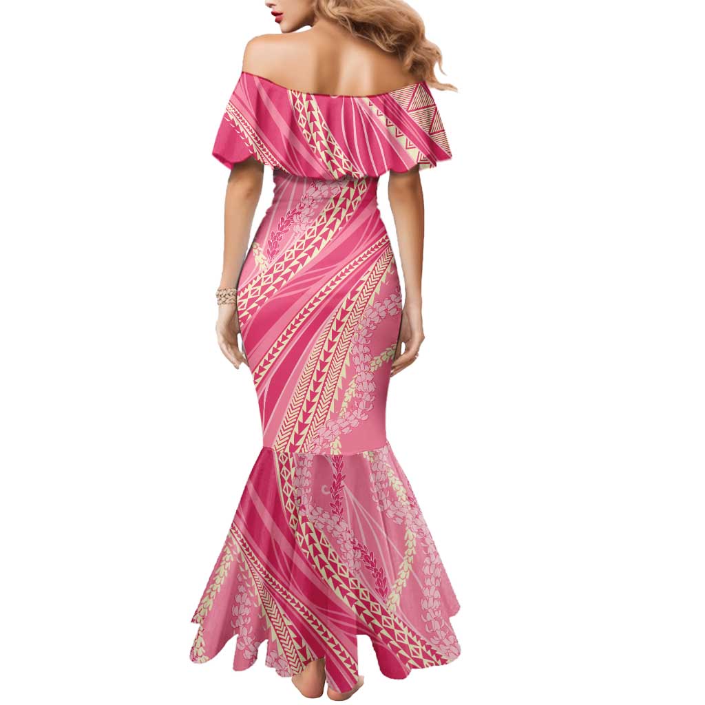 Polynesian Puakeniken Pikake Twisted Lei Mermaid Dress Rose Pink LT7 - Polynesian Pride