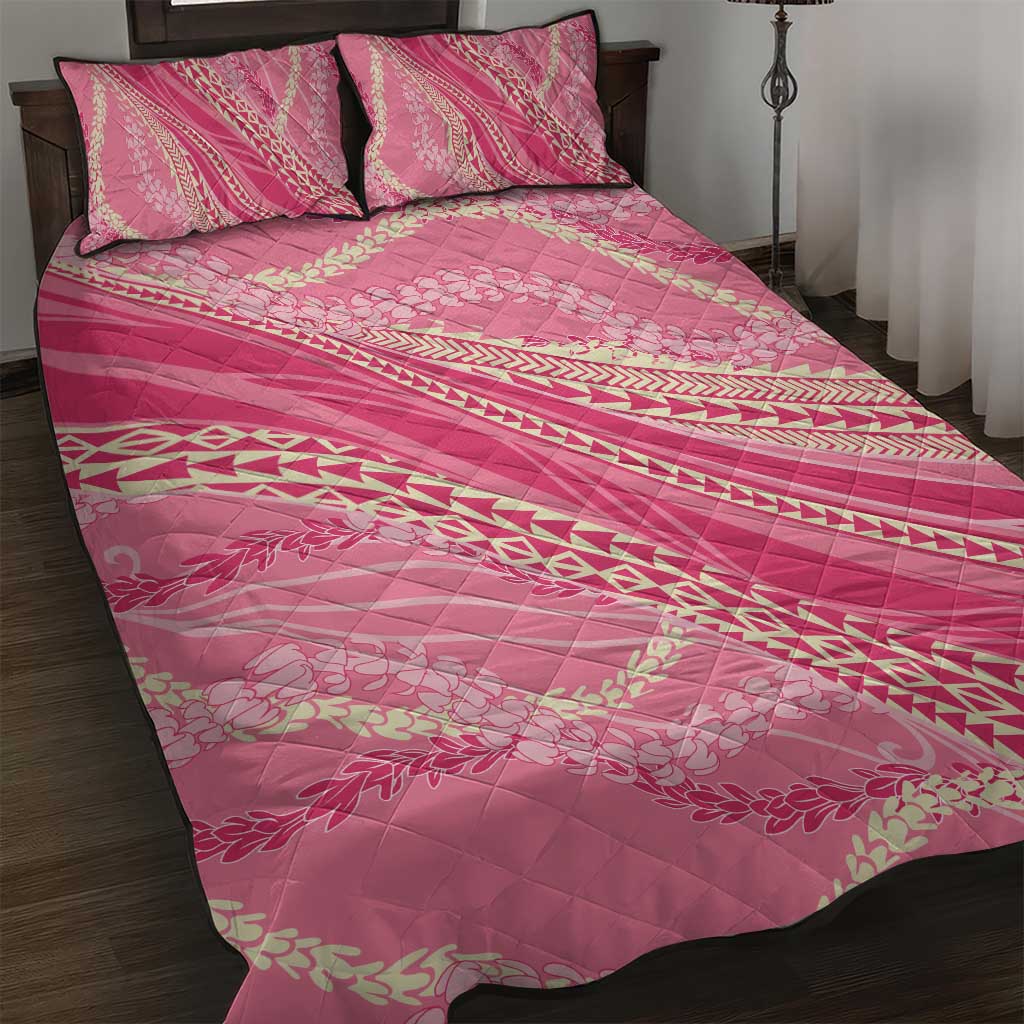Polynesian Puakeniken Pikake Twisted Lei Quilt Bed Set Rose Pink LT7 Rose Pink - Polynesian Pride