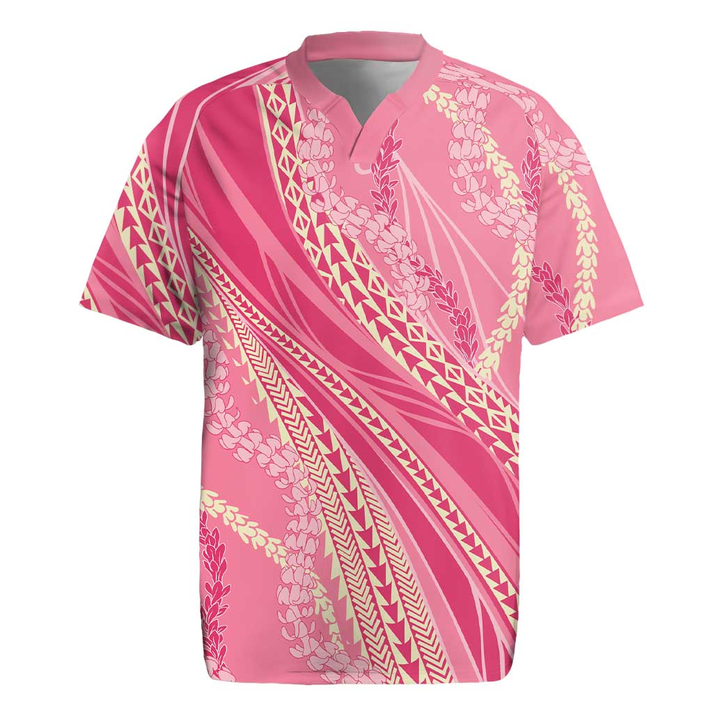 Polynesian Puakeniken Pikake Twisted Lei Rugby Jersey Rose Pink LT7 Rose Pink - Polynesian Pride
