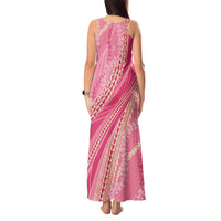 Polynesian Puakeniken Pikake Twisted Lei Tank Maxi Dress Rose Pink - Polynesian Pride