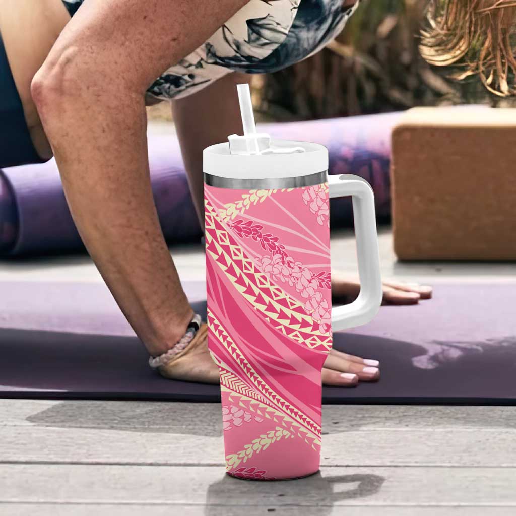 Polynesian Puakeniken Pikake Twisted Lei Tumbler With Handle Rose Pink - Polynesian Pride