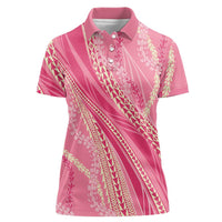 Polynesian Puakeniken Pikake Twisted Lei Women Polo Shirt Rose Pink - Polynesian Pride