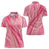 Polynesian Puakeniken Pikake Twisted Lei Women Polo Shirt Rose Pink - Polynesian Pride