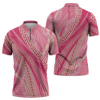 Polynesian Puakeniken Pikake Twisted Lei Zipper Polo Shirt Rose Pink - Polynesian Pride