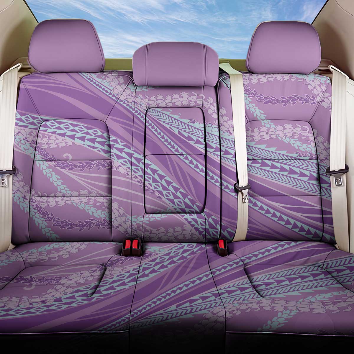 Polynesian Puakeniken Pikake Twisted Lei Back Car Seat Cover Amethys LT7 One Size Amethys - Polynesian Pride