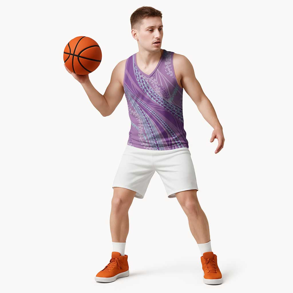 Polynesian Puakeniken Pikake Twisted Lei Basketball Jersey Amethys - Polynesian Pride